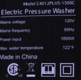Recalled BAYOTAK USA Electric Pressure Washers (image 2 of 2)