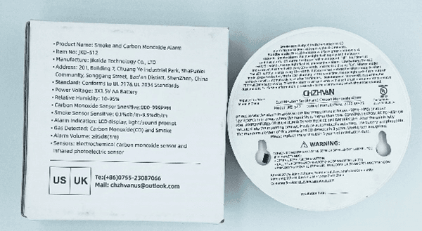 Recalled CHZHVAN Combination Smoke and Carbon Monoxide Detectors (image 2 of 2)