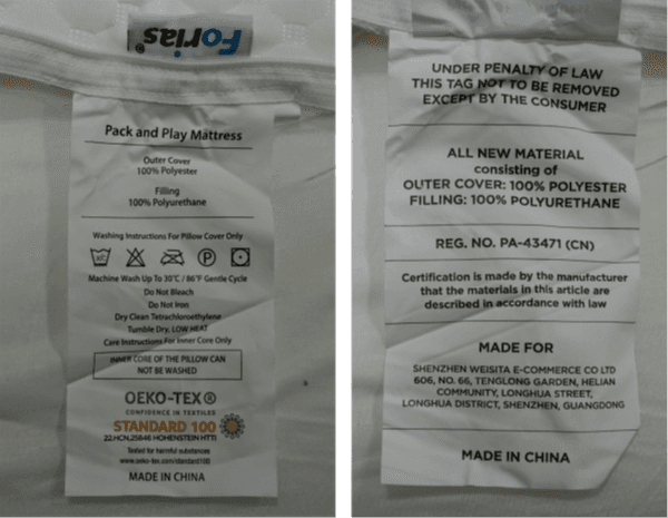 Recalled Forias Pack and Play Mattresses (image 2 of 3)