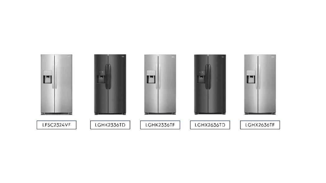 Recalled Frigidaire Branded Side by Side Refrigerators with Slim Ice Buckets (image 2 of 2)