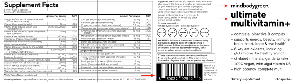 Recalled Ultimate Multivitamin+ Dietary Supplement Bottles (image 2 of 2)