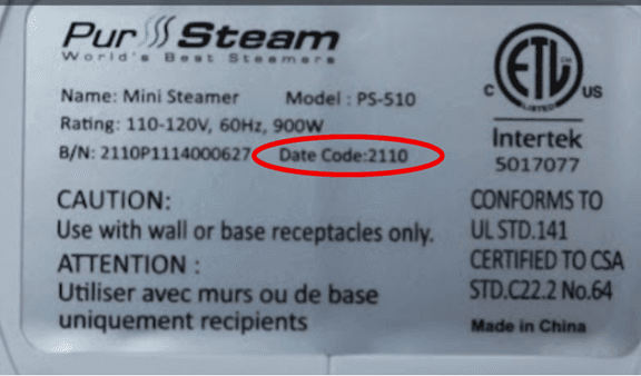 Recalled PurSteam Mighty Lil Steamers and PurSteam Elite Travel Steamers (image 2 of 4)