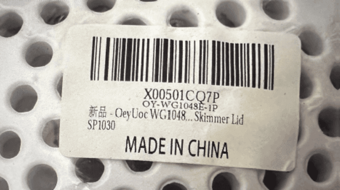 Recalled OeyUoc Pool Drain Cover Labeling on Packaging Only)