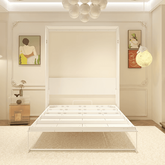 Recalled FUFU&GAGA White Wood Frame Queen Size Murphy Wall Beds