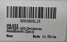 Recalled Dresbe LED Christmas Headbands (image 3 of 3)