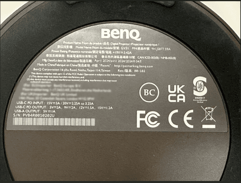 Recalled BenQ Portable Projector – model GV31