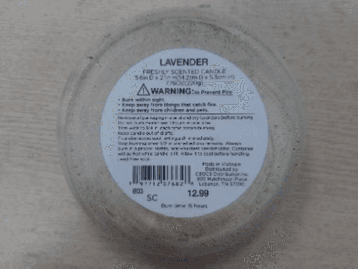 Recalled Lavender scented candles in a round wooden bread bowl (image 2 of 2)