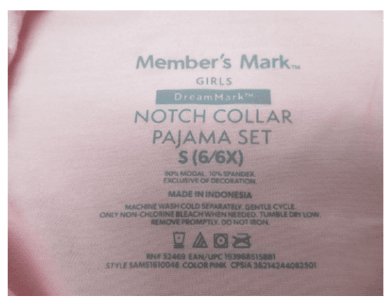 Recalled Member's Mark Children's Valentine SS Notch Collar Pajama Sets (image 2 of 2)