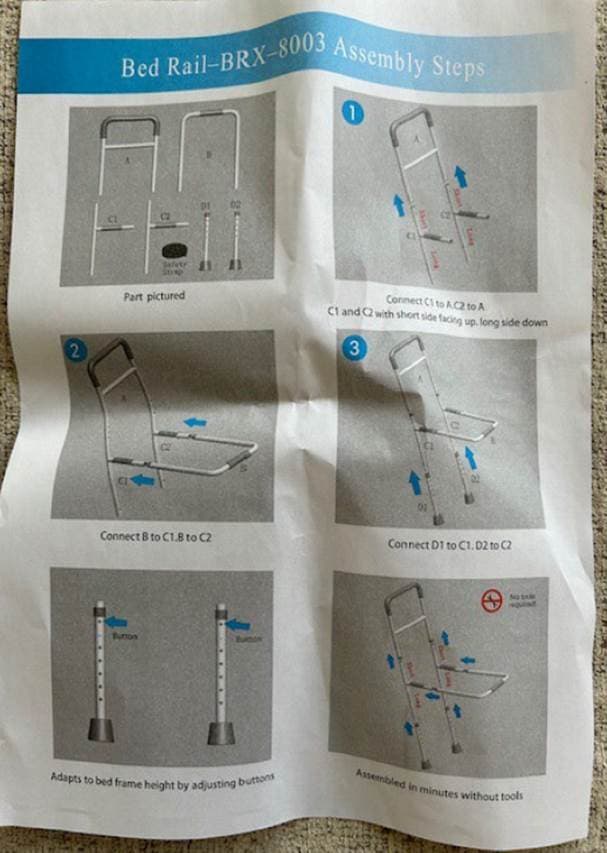 Recalled WeHwupe Adult Portable Bed Rails (image 4 of 4)
