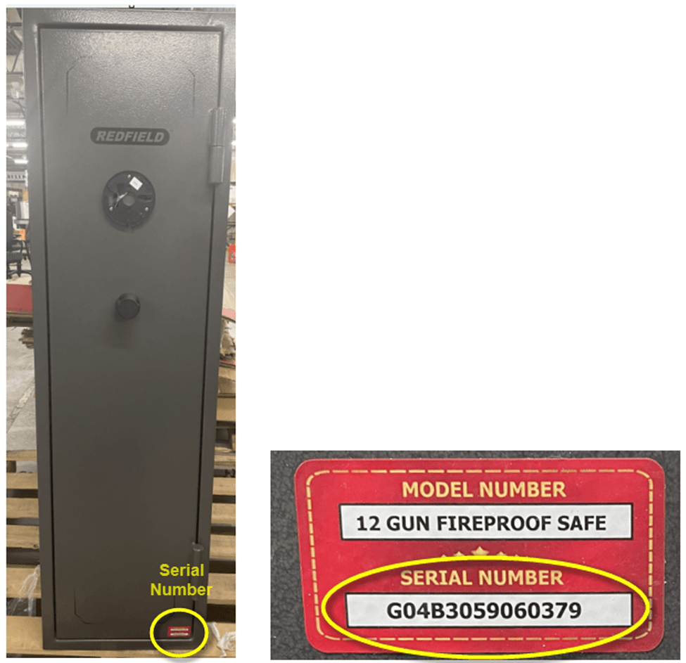 Recalled Redfield 12- and 18-Gun Fireproof Safes (image 3 of 3)