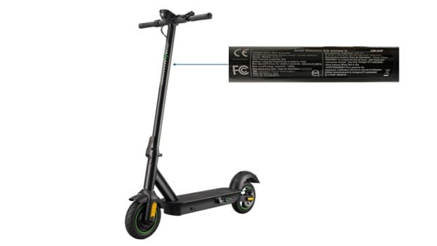 Recalled Acer AES015 Two-Wheeled Folding Electric Scooters (image 3 of 3)