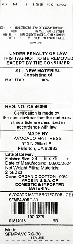Recalled Avocado Organic Cotton Mattress Pad Protectors (image 2 of 2)