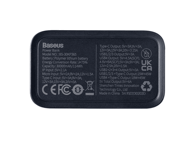 Recalled Baseus 65W 30000mAh Portable Chargers (image 3 of 4)