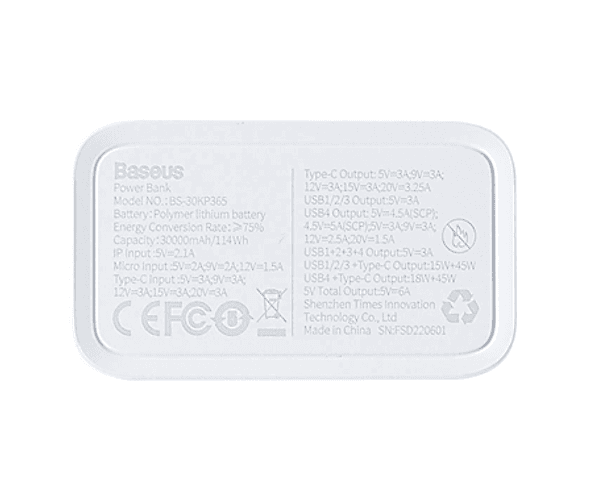Recalled Baseus 65W 30000mAh Portable Chargers (image 4 of 4)