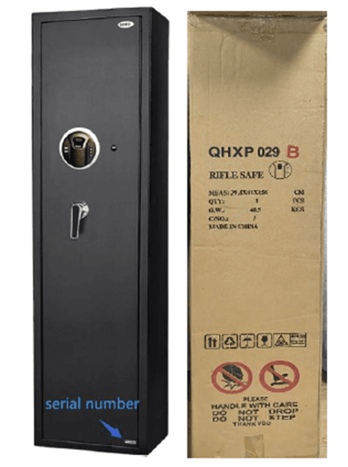 Recalled BBRKIN and MouTec Biometric Firearm Safe model number QHXP029B