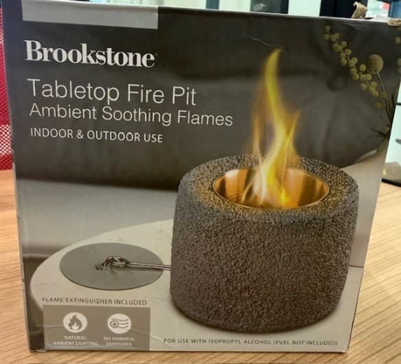 Recalled Brookstone-branded Tabletop Fire Pit model number BSFIREPIT02