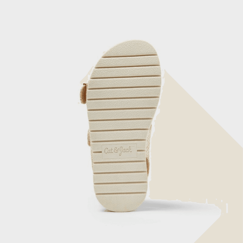 Cat & Jack is printed on the shoe's sole and bottom of the recalled toddler sandals