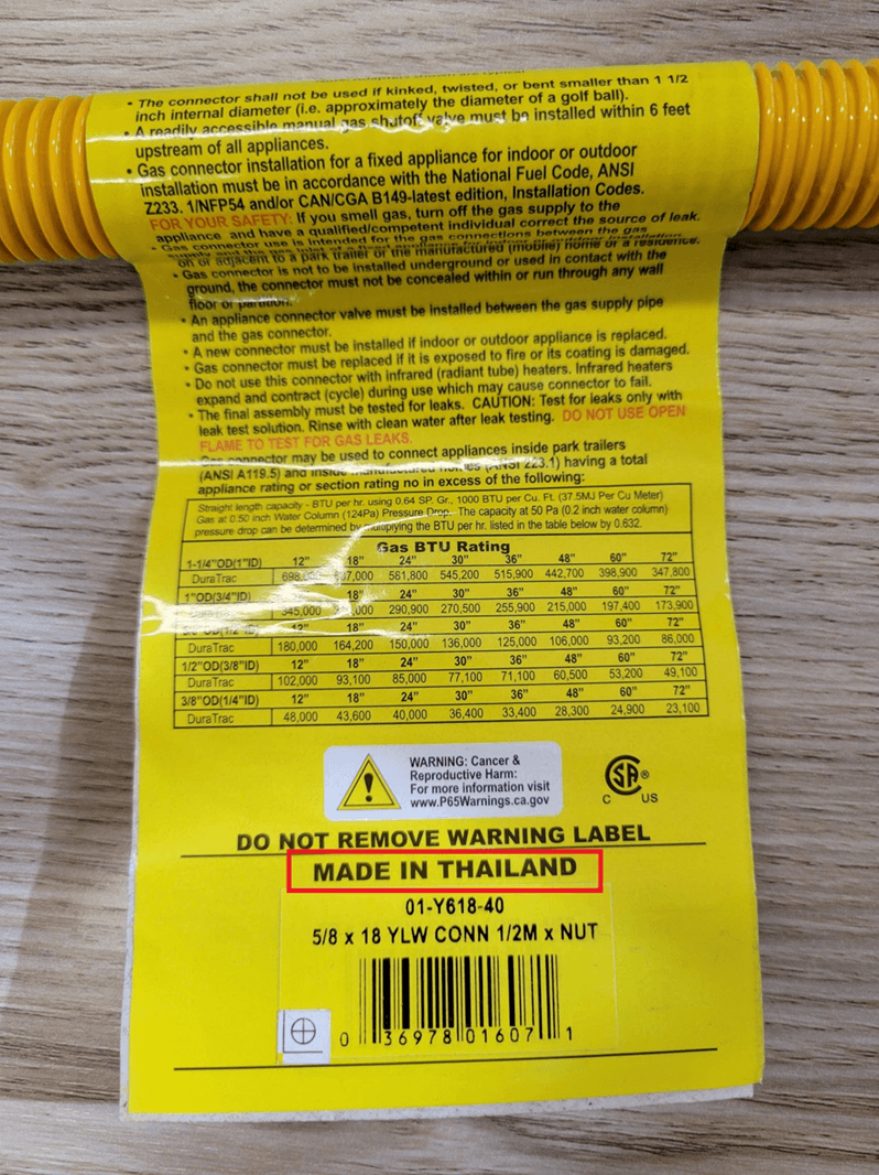 Recalled DuraTrac stainless steel gas connectors (image 4 of 4)