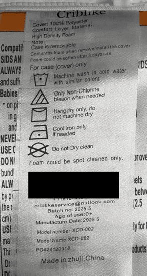 Recalled Criblike aftermarket play yard and non-full sized crib mattresses (image 2 of 6)