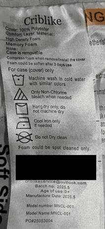 Recalled Criblike aftermarket play yard and non-full sized crib mattresses (image 4 of 6)