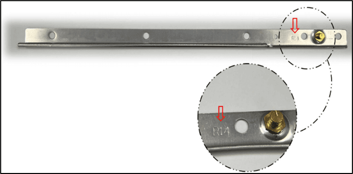 Recalled Ashland 10-inch and 14-inch two-bar casement window hinge tracks (image 2 of 2)