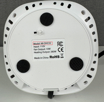 Label with model number