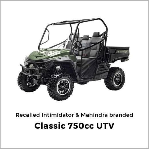 Recalled Intimidator and Mahindra branded utility vehicles (image 2 of 16)