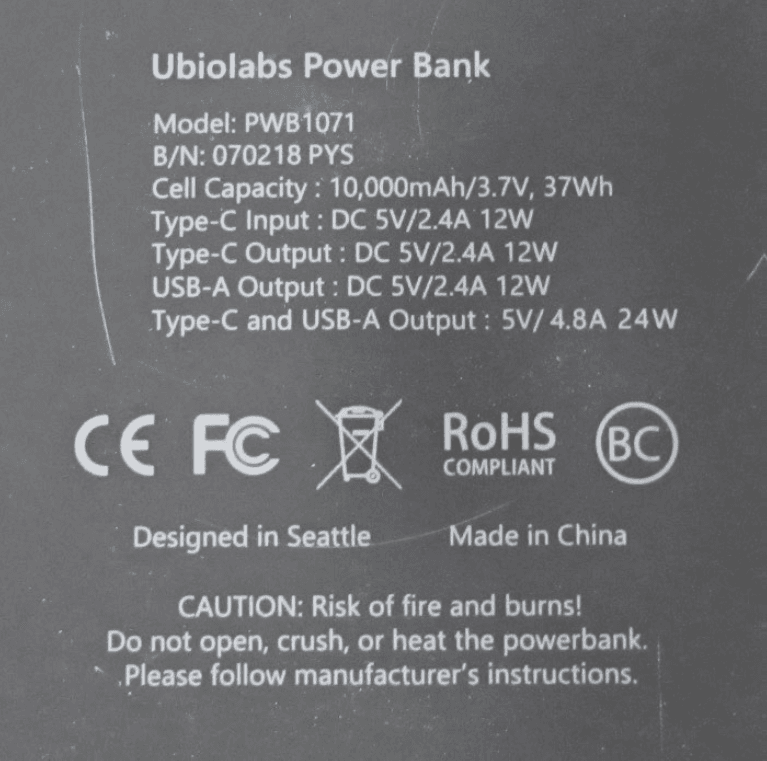 Recalled Ubio Labs power banks (image 3 of 3)