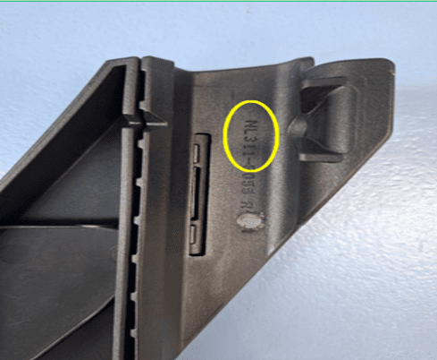 Product identifier starting with NL311 affixed on inside of the recalled Aer2 Car Seat Adapter