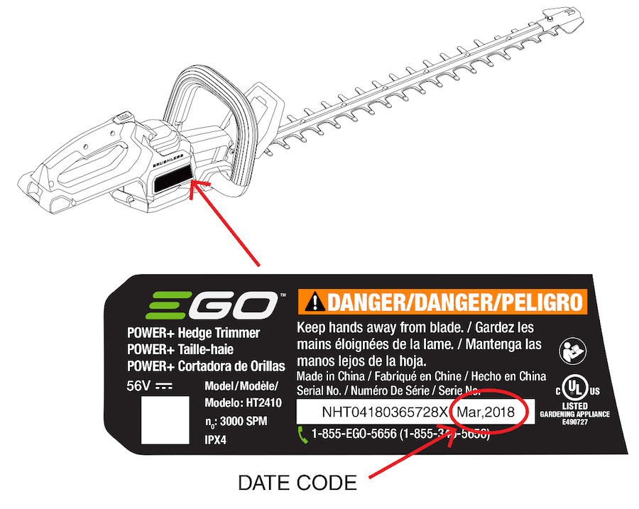 Recalled EGO Power+ Model HT2410 Cordless Brushless Hedge Trimmers (image 2 of 2)