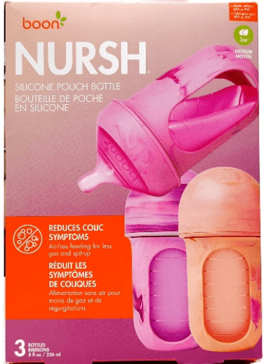 Recalled Boon NURSH 8 oz Reusable Baby Bottles in Pink Tie Dye