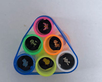 The recalled Oitnlaughter finger lights project six animal designs (tiger, elephant, rabbit, panda, butterfly and duck)