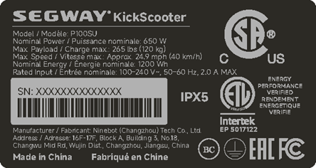 Recalled Segway Ninebot P100 KickScooters (image 3 of 3)