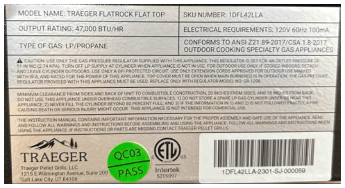 Recalled Traeger Flatrock Flat Top Propane Grills (image 2 of 2)