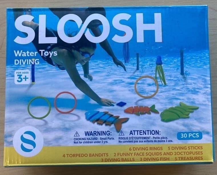 Recalled Sloosh Dive Sticks, Front of Box