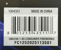 Close-up of SKU code 1004351 on Packaging