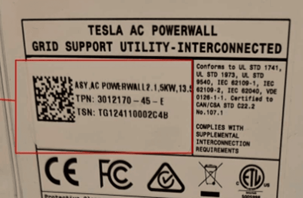Recalled Certain Tesla Powerwall 2 AC Battery Power System (image 3 of 4)