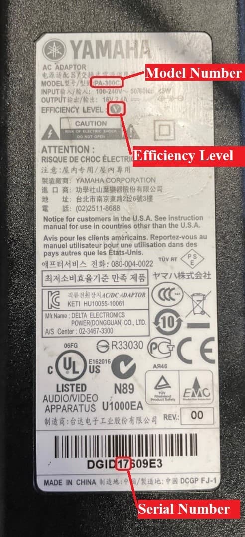 Recalled YAMAHA PA-300C AC Power Adaptors (image 2 of 2)