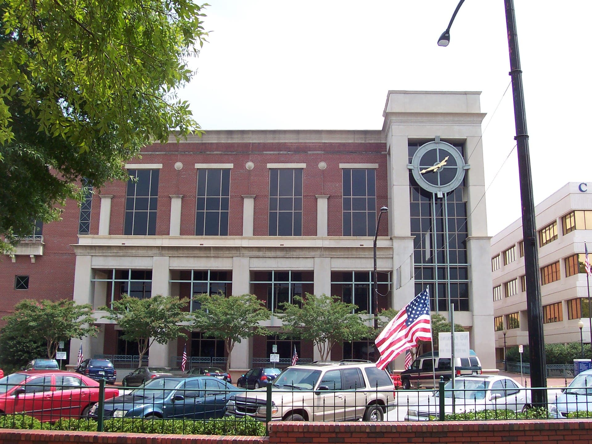 The Cobb County courthouse building exterior in Marietta, Georgia