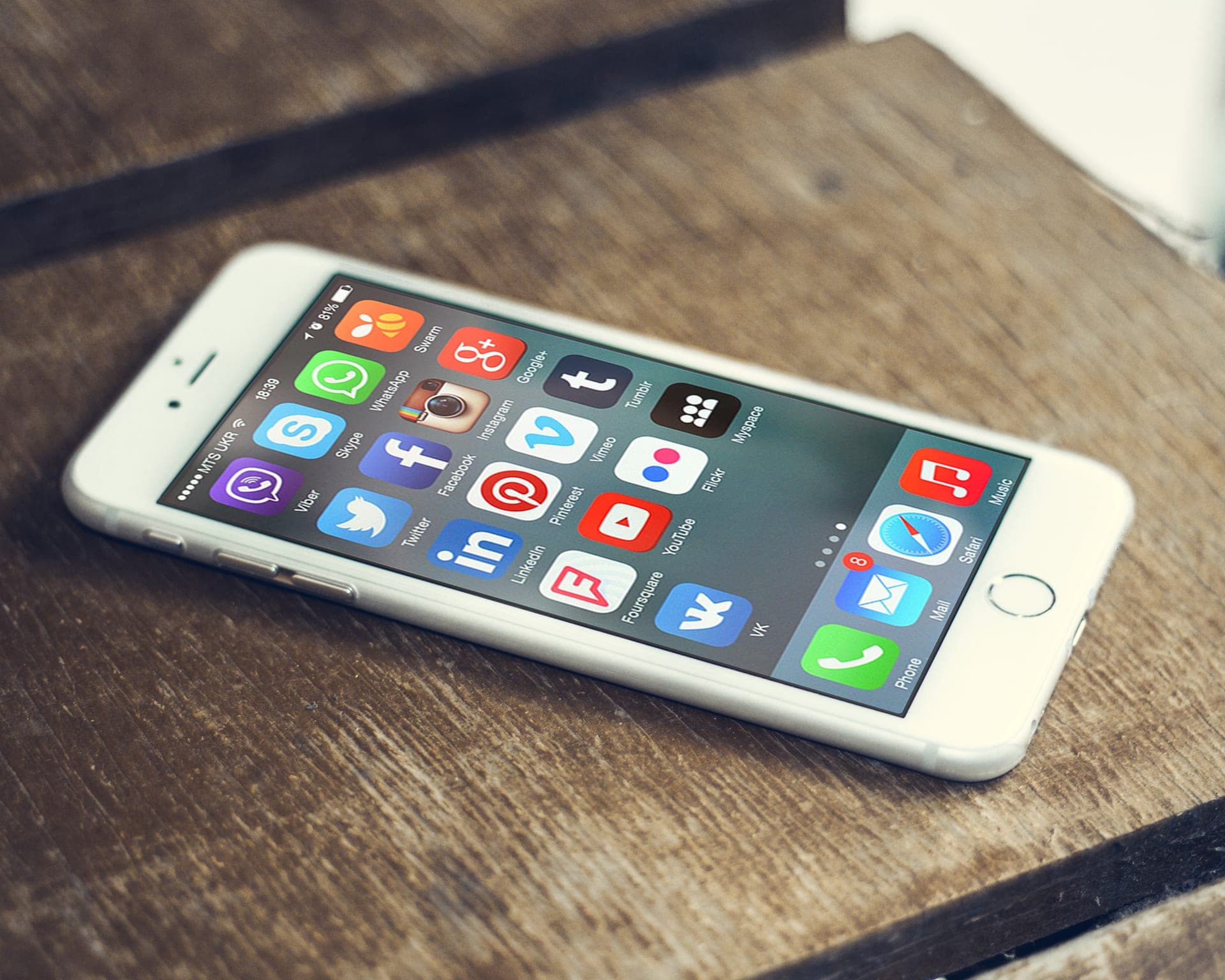 Social media app icons displayed on a smartphone screen