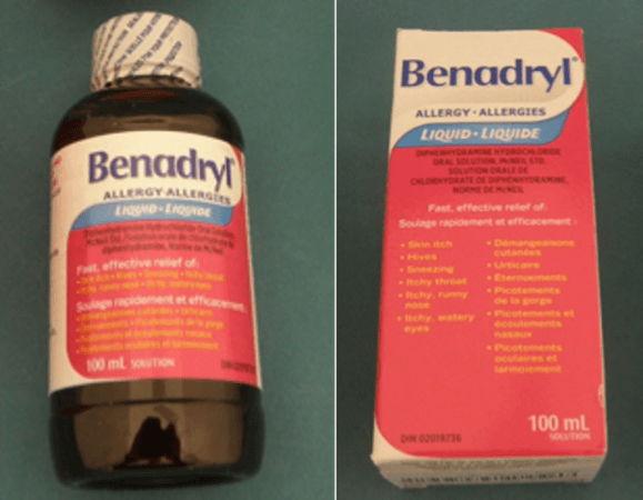 Recalled Benadryl Liquid Elixir