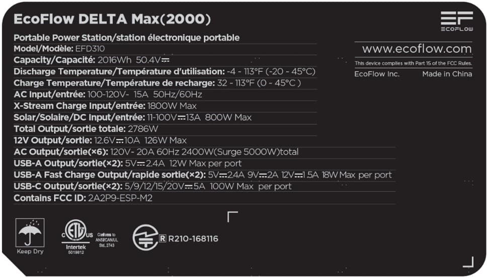 Recalled EcoFlow Delta Max 2000 Power Stations (image 2 of 2)