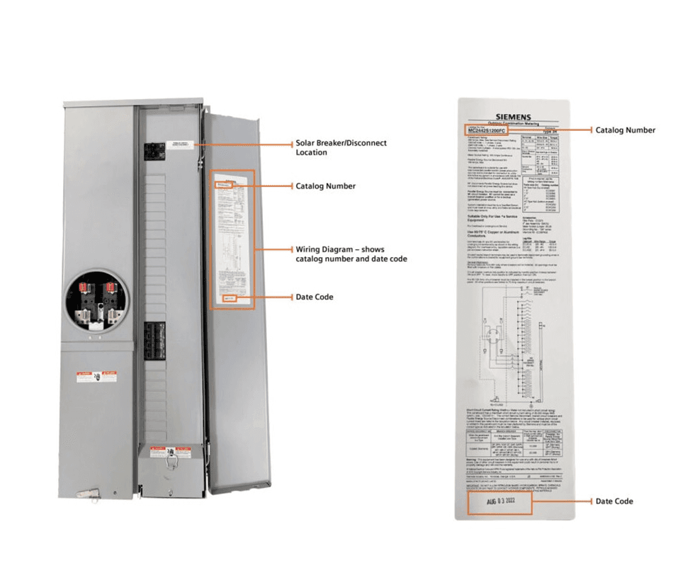 Recalled Siemens SolarReady Meter Combos