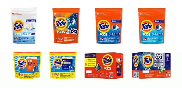 Recalled Tide Pods, Gain Flings, Ace Pods and Ariel Pods liquid laund