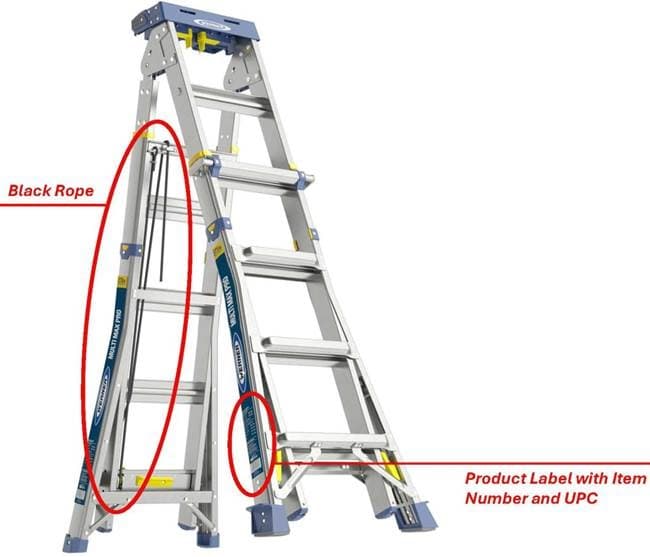 Recalled Werner 20' and 24' Multi-Max Pro Multi-Purpose Ladders
